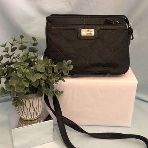 Kim Rogers Black Faux Leather Crossbody Purse.